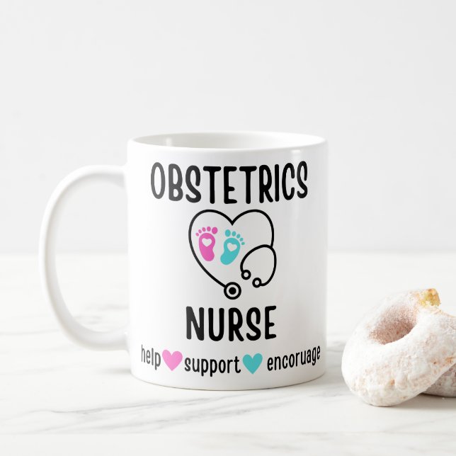 OB Nurse Gift Obstetrics Nurse Obstetrical Nursing Coffee Mug (With Donut)