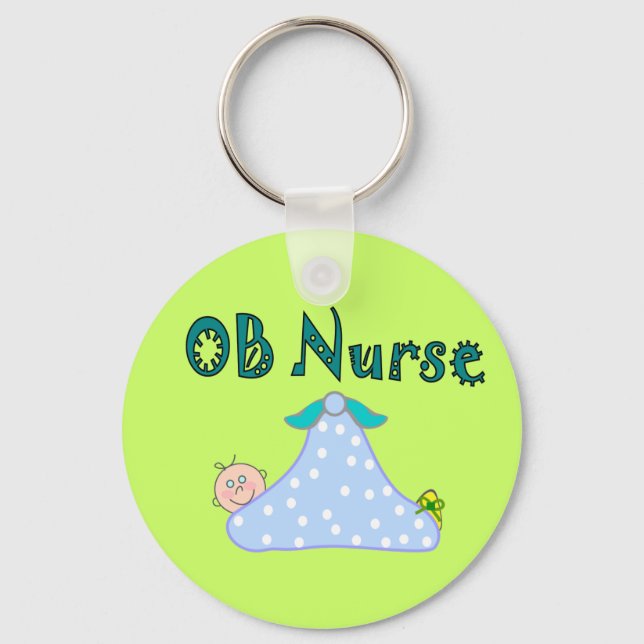 OB Nurse Gifts, Baby in Blanket--Adorable Keychain (Front)