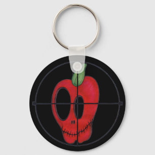 OBA keychain, red apple skull target logo Keychain