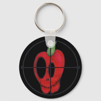 OBA keychain, red apple skull target logo Keychain
