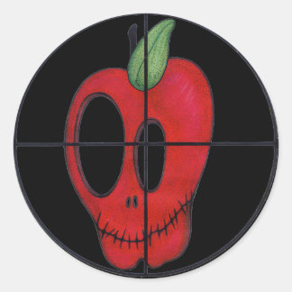 OBA red apple skull target logo sticker