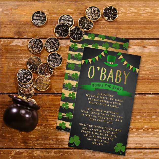 O'Baby St. Patrick's Day Baby Shower Book Request Enclosure Card (Creator Uploaded)