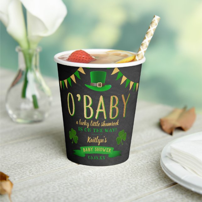 O'Baby St. Patrick's Day Baby Shower Paper Cups (Insitu)