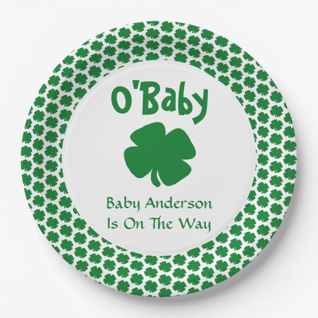 O'Baby St Patrick's Day Baby Shower Paper Plate (Front)