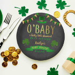 O'Baby St. Patrick's Day Baby Shower Paper Plate<br><div class="desc">Celebrate in style with these fun and modern baby shower paper plates. The design is easy to personalize with your own wording and your family and friends will be thrilled when they see these fabulous paper plates. Matching party items can be found in the collection.</div>