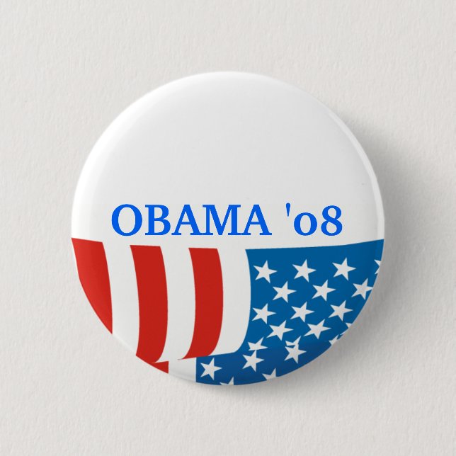 Obama '08 Flag 2 Inch Round Button (Front)