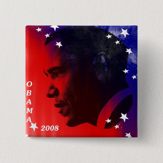Obama 2008 2 inch square button (Front)