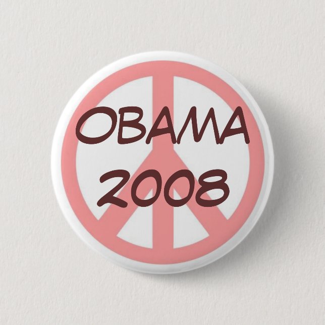 Obama 2008 Button Pink Brown (Front)