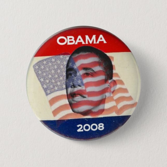 Obama 2008 Flag 2 Inch Round Button (Front)