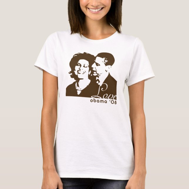 Obama 2008 - Love Brown Yellow T-Shirt (Front)