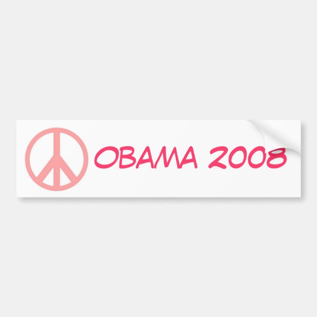 Obama 2008 Pink Peace Bumper Sticker (Front)