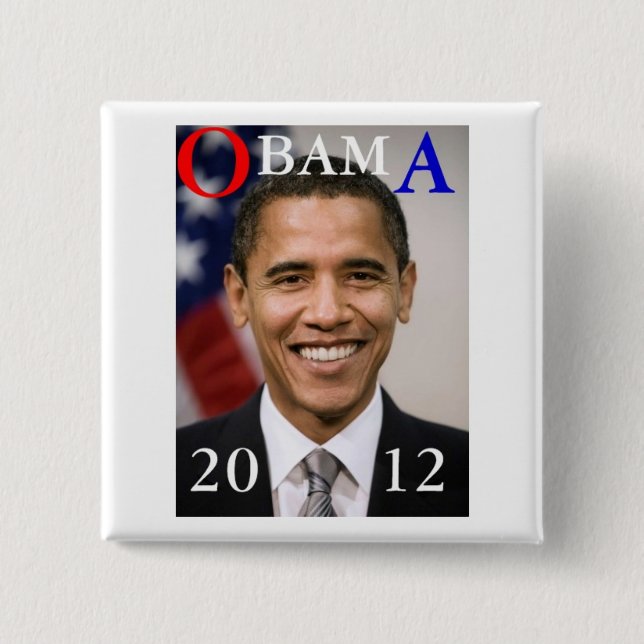 OBAMA 2012 2 INCH SQUARE BUTTON (Front)