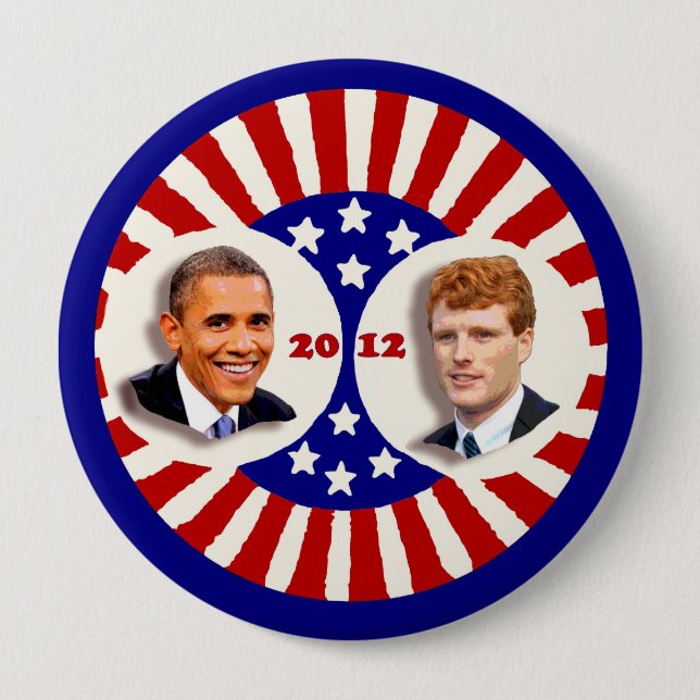 Obama 2012 Kennedy Coat Tail 4 Inch Round Button (Front)