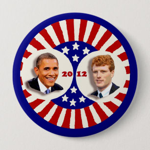 Obama 2012 Kennedy Coat Tail 4 Inch Round Button