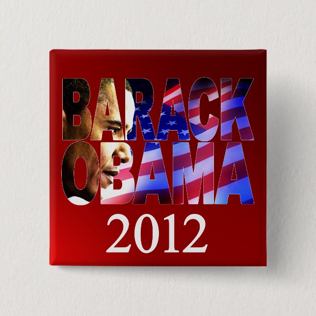 Obama 2012 Profile Cutout Campaign Button (Front)