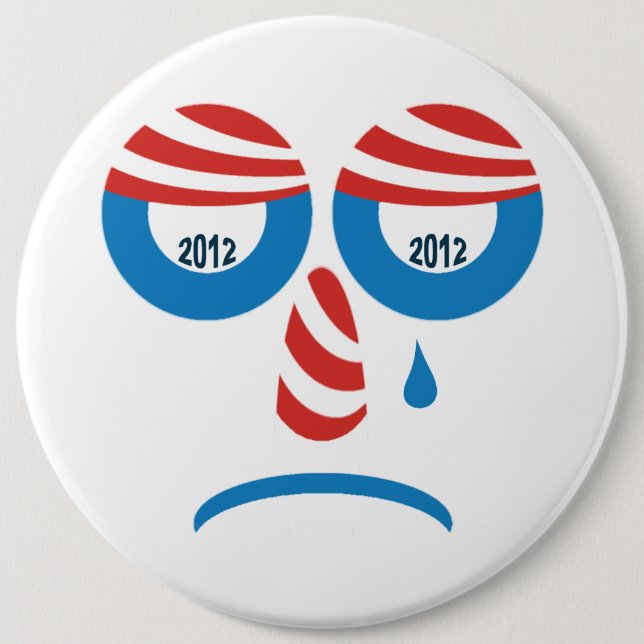 Obama 2012 Sad Face 6 Inch Round Button (Front)