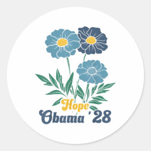 Obama 2028 Hope Floral For President _1 Classic Round Sticker