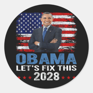 Obama 2028 Lets Fix This 7  Classic Round Sticker
