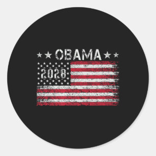 Obama 2028 Retro Vintage Us Flag Patriotic Politic Classic Round Sticker