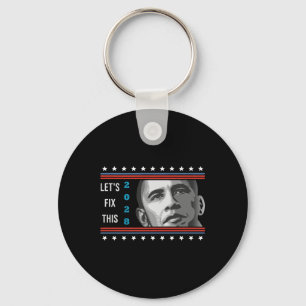 Obama 2028 Usa Vintage Patriotic Political Protest Keychain