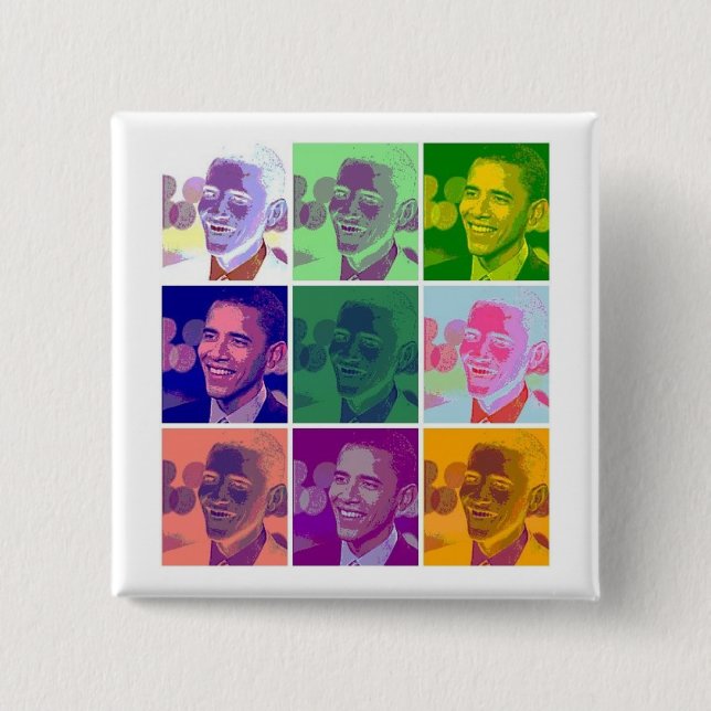 obama 2 inch square button (Front)