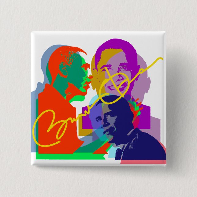 Obama 2 Inch Square Button (Front)