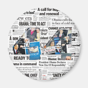 Obama 44 Newspaper Magnet with headline background