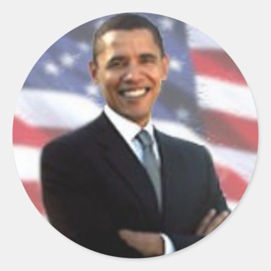 Obama and the American Flag Classic Round Sticker