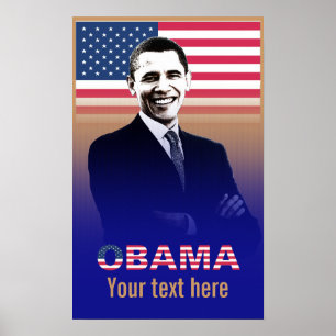 Obama avec le texte - Poster - modèle