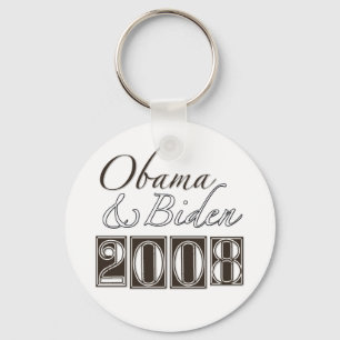 Obama Biden 2008 BW Keychain