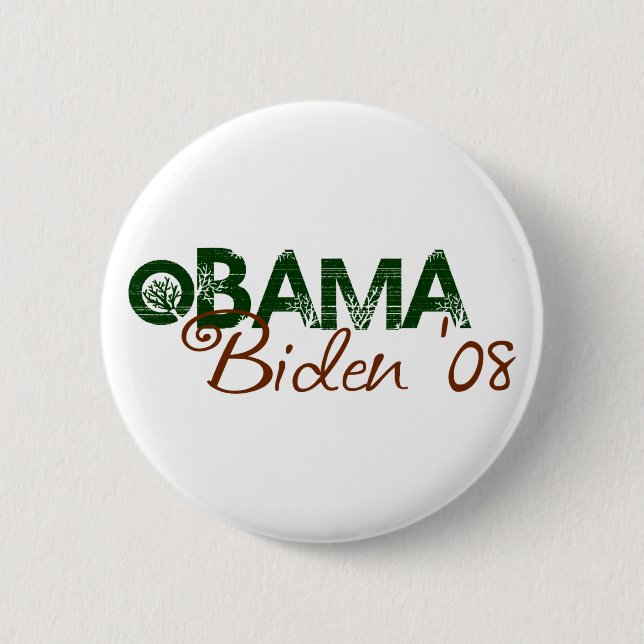 Obama Biden 2008 (Green Edition) 2 Inch Round Button (Front)