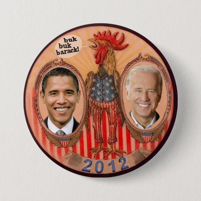 Obama / Biden 2012 Rooster 3 Inch Round Button (Front)