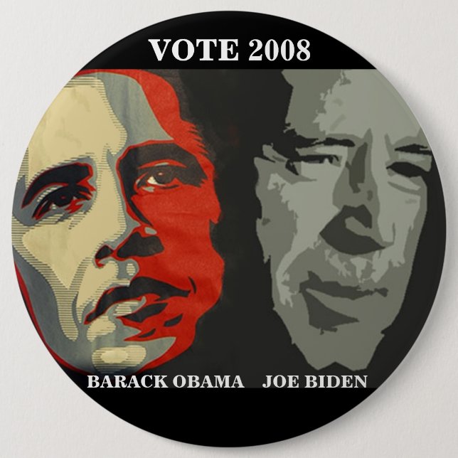 obama biden art copy , BARACK OBAMA    JOE BIDE... 6 Inch Round Button (Front)
