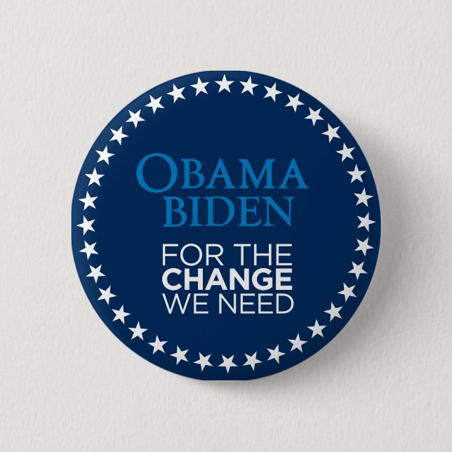 Obama Biden for the Change We Need 2 Inch Round Button (Front)