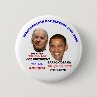 OBAMA BIDEN INAUGURATION YOUNG MUTT 2 INCH ROUND BUTTON