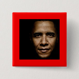 Obama-Black 2 Inch Square Button