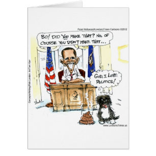 Obama & Bo Satirical Cartoon Gifts Tees & Cards