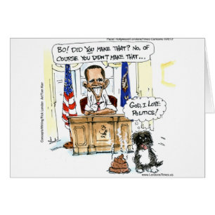 Obama & Bo Satirical Cartoon Gifts Tees & Cards