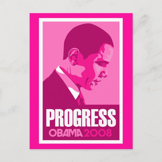 Obama - Carte postale rose foncé Progress (Devant)