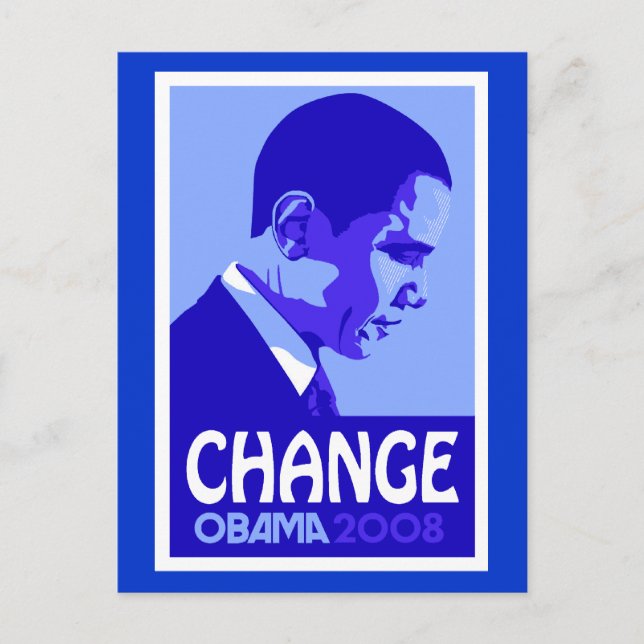 Obama - Change Blue Postcard (Front)