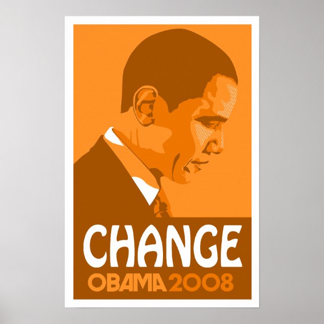 Obama - Change Dark Orange Poster (Devant)