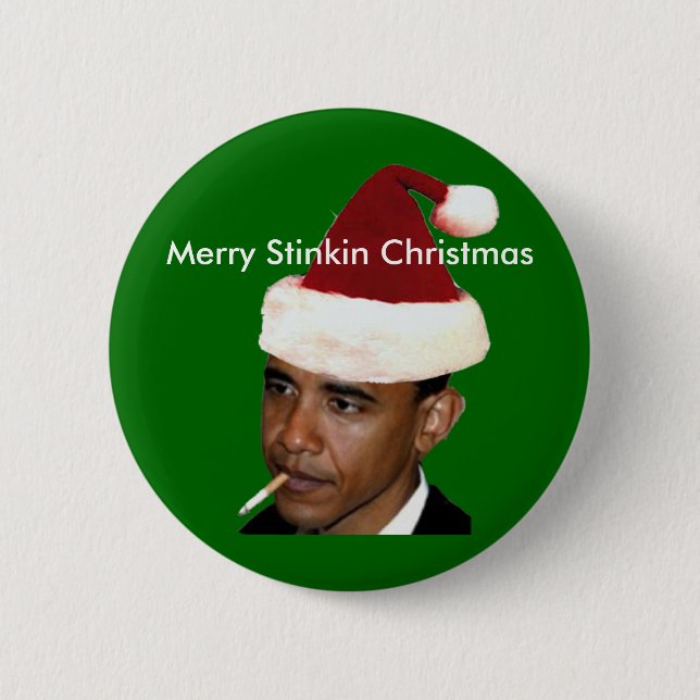 Obama Christmas Button(t shirt bumper anti obama) 2 Inch Round Button (Front)