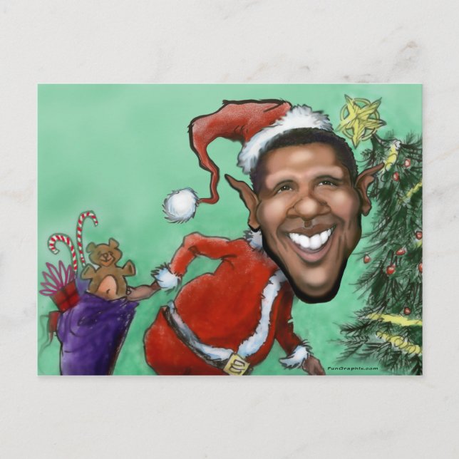 Obama Christmas Holiday Postcard (Front)