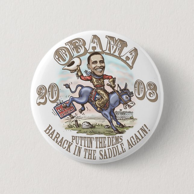Obama Cowboy 2008 2 Inch Round Button (Front)