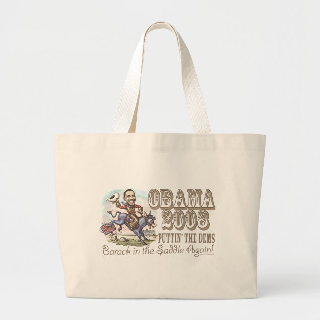 Obama Cowboy 2008 Large Tote Bag (Front)