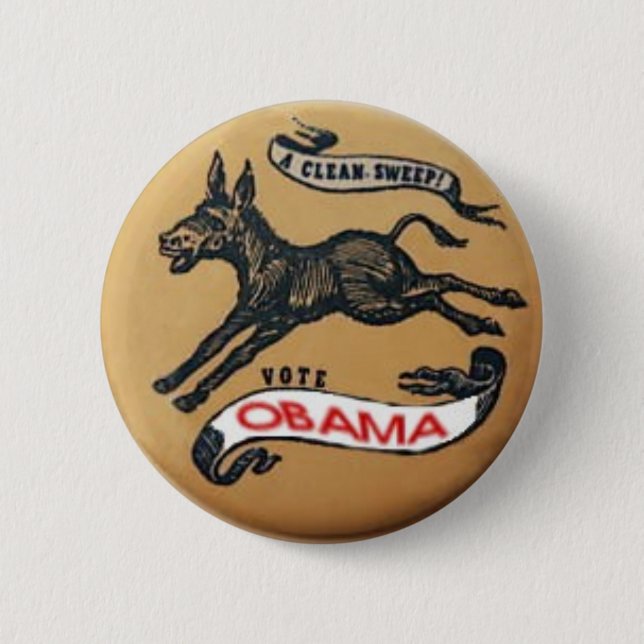 Obama Democratic Donkey Button (Front)