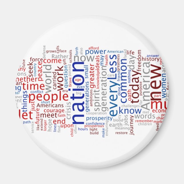 Obama Discours d'ouverture Tagcloud Magnet (Devant)
