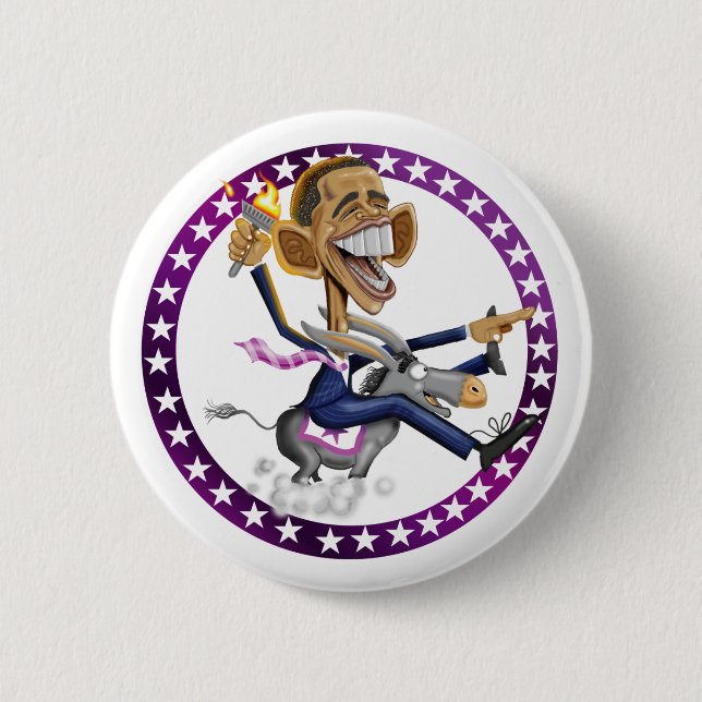 obama-donkey-white 2 inch round button (Front)