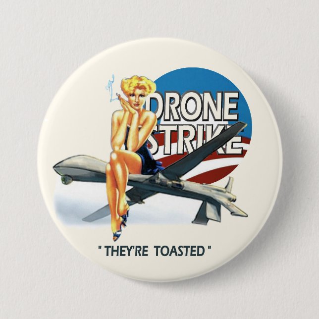 Obama Drone Strike 3 Inch Round Button (Front)