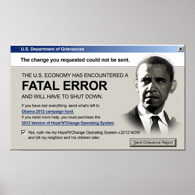 Obama - Erreur fatale : affiche de la manifestatio (Devant)